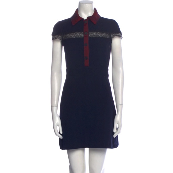 NWT $260 MAJE Riloid lace-trim crepe dress in Navy - size Maje 2! - Picture 4 of 6